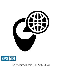 global location icon in glyph style isolated on white background. EPS 10