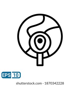 global location icon in line style isolated on white background. EPS 10