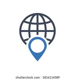 Global location icon on white background