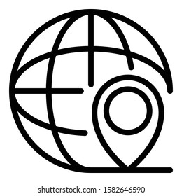 Global location icon. Outline global location vector icon for web design isolated on white background