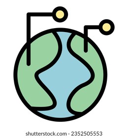 Global location icon outline vector. Trust vision. Culture business color flat