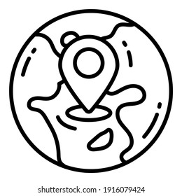 Global Location icon related Map location and navigation line icon. Traffic and travel vector icon.