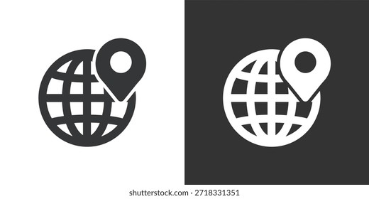 Icono de Locación global. Icono de la serie de glifos sólidos