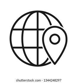 Global location icon. Stroke outline style. Vector. Isolate on white background.
