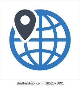 Global Location Icon. Vector & Glyph
