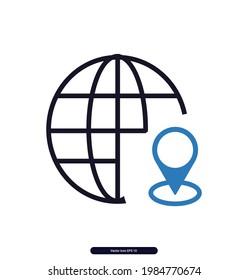 Iconos de ubicación global. Iconos de optimización SEO. Iconos de concepto SEO. Firma y símbolos de optimización del motor de búsqueda. Ilustración vectorial, Ilustración de 10