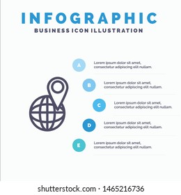 Global, Location, Map, World Line icon with 5 steps presentation infographics Background. Vector Icon Template background