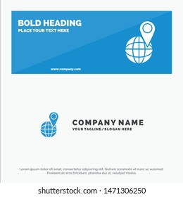 Global, Location, Map, World SOlid Icon Website Banner and Business Logo Template. Vector Icon Template background