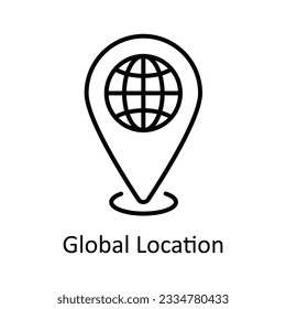 Global Location Outline Icon Design illustration. Map and Navigation Symbol on White background EPS 10 File