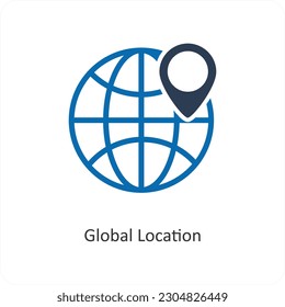 Global Location and pin icon concept