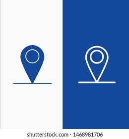 Global, Location, Pin, World Line and Glyph Solid icon Blue banner Line and Glyph Solid icon Blue banner. Vector Icon Template background