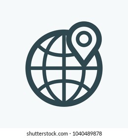 Global location pin, world marker vector icon