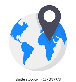 Global location, placeholder with globe flat vector