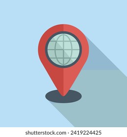 Global location seo icon flat vector. Rank market. Content seo