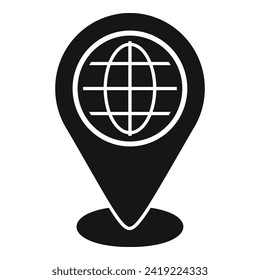 Símbolo del icono de búsqueda de ubicación global simple vector. Mercado de calificaciones. Búsqueda de contenido