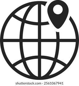 Global location showing worldwide travel and tourism with gps marker, perfect for representing international business and global communication