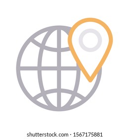 global location vector  colour  line icon 
