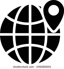icono plano de glifo vector de ubicación global