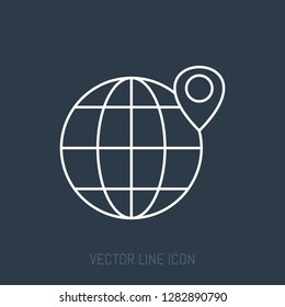 Global Location Vector Line Icon.