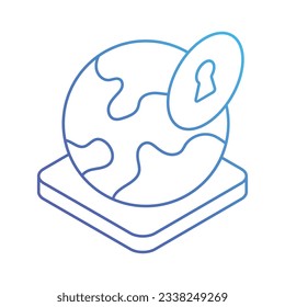 Global Lock Icon, vector stock illustration.