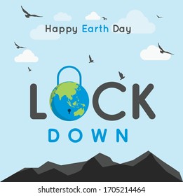 Global  Lockdown , happy earth day, Earth Day. Eco friendly concept. Vector illustration. Earth day concept. World environment day background.