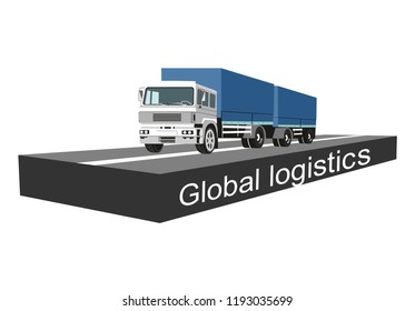 Global logistic concept vector illustration, vector truck,Truck, freight, cargo