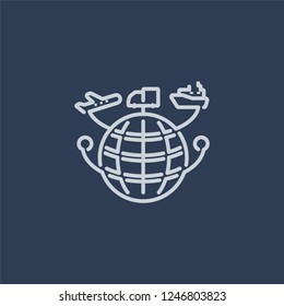 Global Logistic icon. Global Logistic linear design concept from Delivery and logistic collection. Simple element vector illustration on dark blue background.