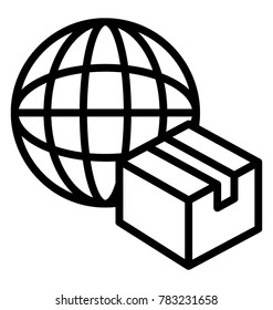 Global logistic network, cargo shipping, import-export, logistic concept, line vector icon 