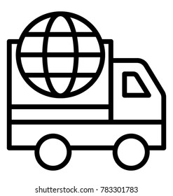 Global logistic network, cargo shipping, import-export, logistic concept, line vector icon