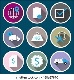 Global Logistic network vector theme set long shadows