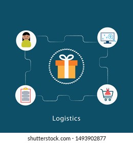 Global logistic service modern isometric line illustration. Export, import, warehouse business, transport sketch drawn icons. 3d vector background. Box storage, distribution, cargo delivery concept