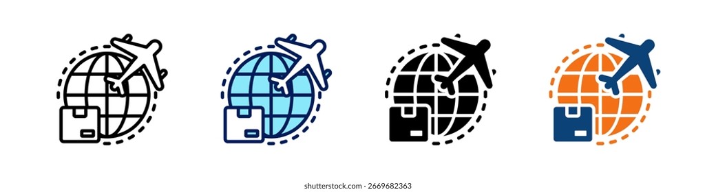 Globale Logistik All In One Icon Multi Styles Vektor Set