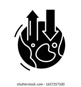 Global logistics black icon, concept illustration, vector flat symbol, glyph sign.