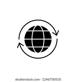 Global logistics black icon, vector sign on isolated background. Global logistics concept symbol, illustration 