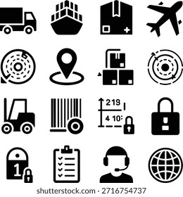 Logística Global E Iconos De Carga