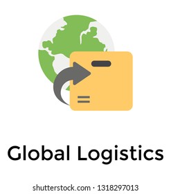 Global logistics flat icon design 