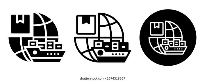 Glifo de Colección de íconos de logística global y Ilustración vectorial mixta