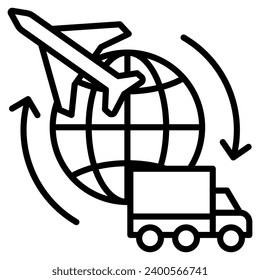Global Logistics Icon line vector illustration