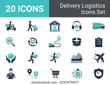 Global Logistics Icons Set Delivery, Shipping, Warehouse, and Tracking. 
icons vector illustration