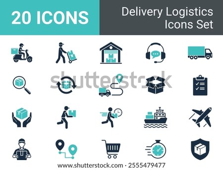 Global Logistics Icons Set Delivery, Shipping, Warehouse, and Tracking. 
icons vector illustration