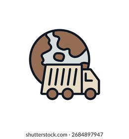 Iconos de la logística global. Iconos simples del vector con el fondo. Diseño de estilo plano