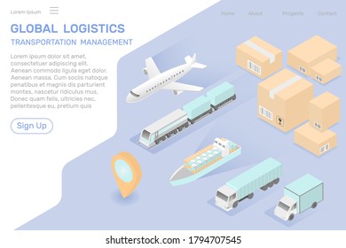 Global Logistics Isometric Template Cargo Management Stock Vector ...