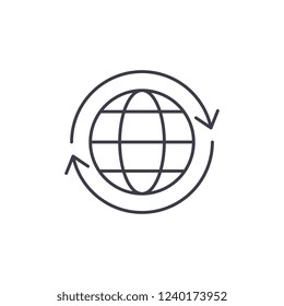 Global logistics line icon concept. Global logistics vector linear illustration, symbol, sign