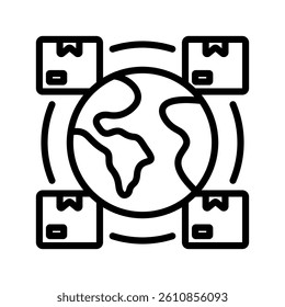 Global Logistics Line Vector Illustration On White Background.