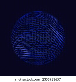 Global logistics network in blue. Map global logistics partnership connection.  Globe  from waves in neon style. digital background in blue.  EPS10.