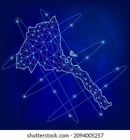 Global logistics network concept. Communications network map Eritrea  on the world background. Map of  Eritrea with nodes in polygonal style. EPS10.