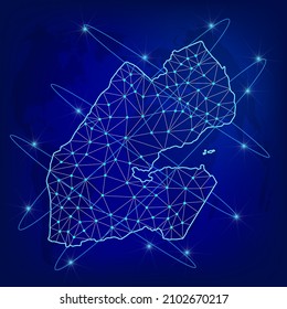 Global logistics network concept. Communications network map Djibouti on the world background. Map of  Djibouti with nodes in polygonal style. EPS10.