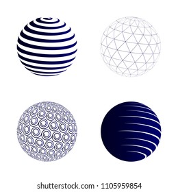 Global logistics network concept. Globe vector icons set on blue.  Set of 3d model.  Stock vector. Vector illustration EPS10. 