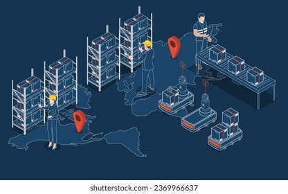 Global logistics network concept with Transportation operation service, Supply Chain Management - SCM, Company Logistics Processes. Vector illustration EPS 10