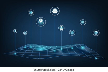 Global Logistics Network Connection background concept with Big data visualization, Cloud computing, network online digital, exchange of transportation. Vector illustration eps10